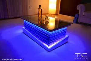 led coffee table white