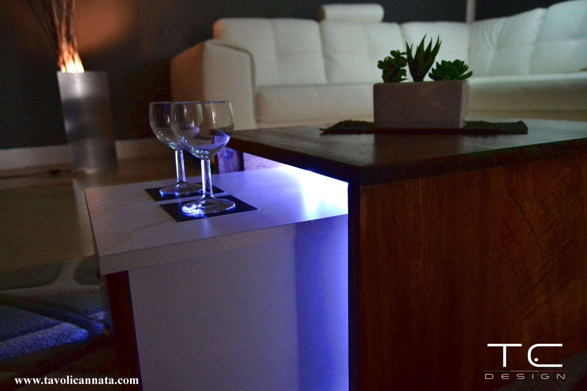Lighted coffee table original design – Tavolini Cannata
